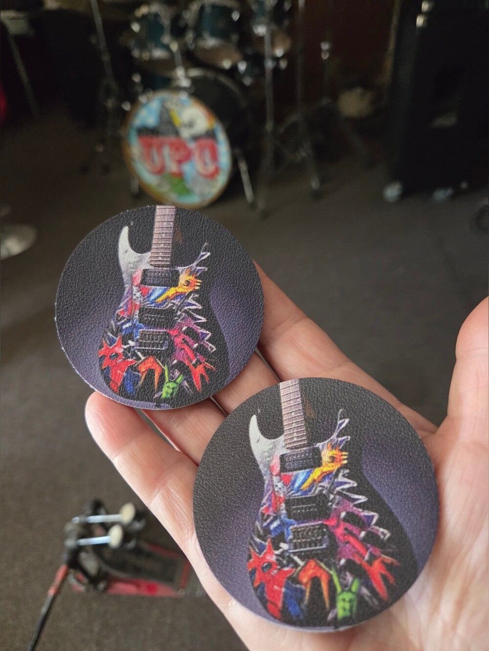 Guitar Print Car Coasters